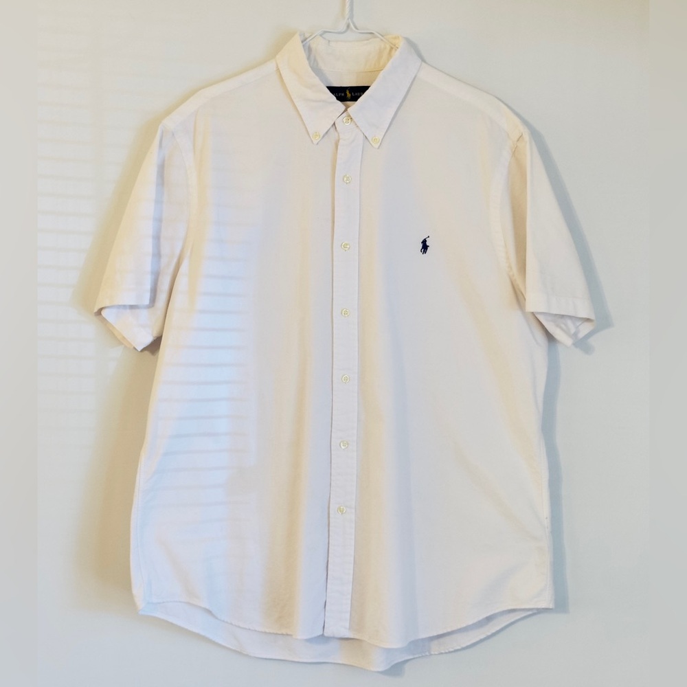 Ralph Lauren White Short Sleeve Button Down Shirt XL